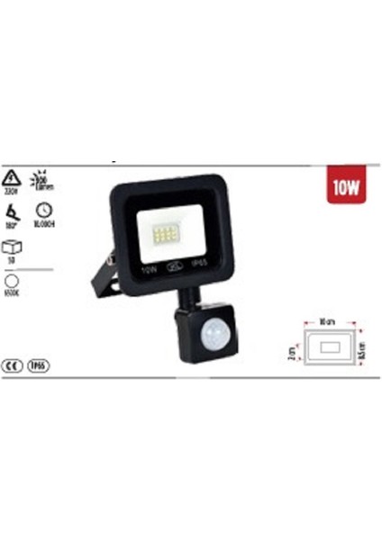 Ekim Aydınlatma Al-S 2010 Sensörlü LED Projektör – 10W | IP65 Dış Mekan AYDINLATMA-6500K Beyaz