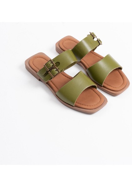 Modaserdem Alessi Haki Yeşili Hakiki Deri Terlik fiyatları