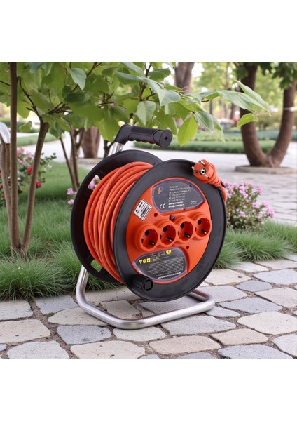 Makaralı Cca Uzatma Kablosu 3x1.5 mm 40 Metre Termal Sigortalı Plastik Seyyar 4 Prizli Monofaze fiyatları