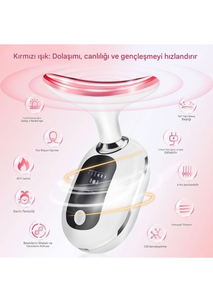 3 Program Boyun ve Yüz Gıdık Sarkma Kırışıklık Ems Güzellik ve Yüz Masaj Cihazı