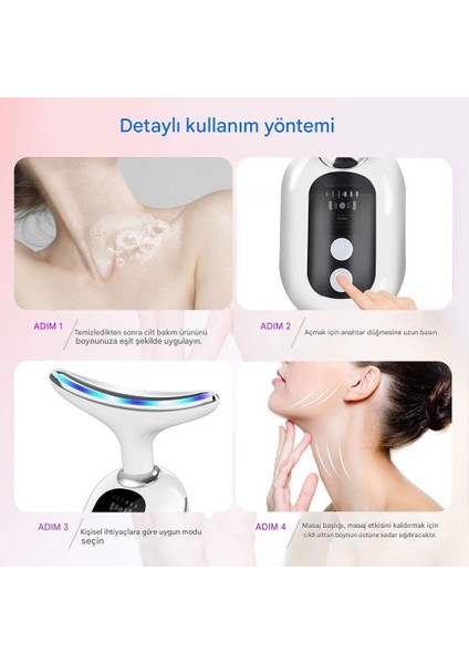 3 Program Boyun ve Yüz Gıdık Sarkma Kırışıklık Ems Güzellik ve Yüz Masaj Cihazı