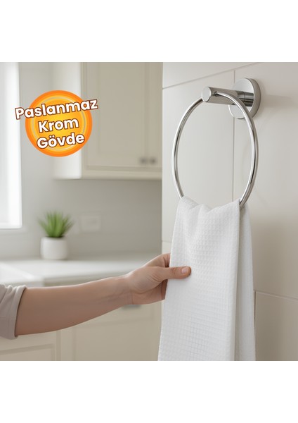 Havlu Askılığı Vidalı Krom Kaplama Yuvarlak 16 cm Banyo Mutfak Lavabo Pratik Havluluk Askılığı fırsatları