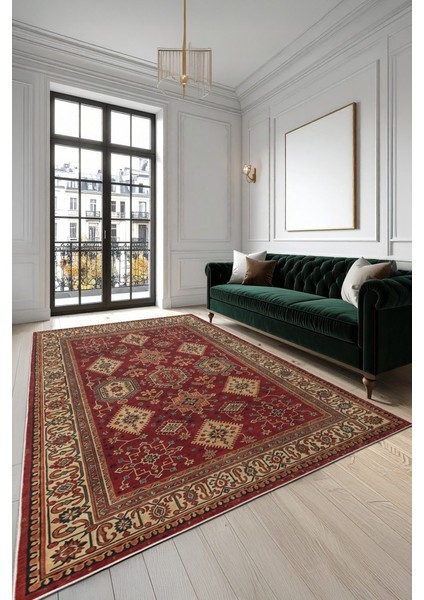 Gelenekten Ilham, Modernlikten Stil Kırmızı Desenli Kaymaz Taban Salon Halısı fiyatları