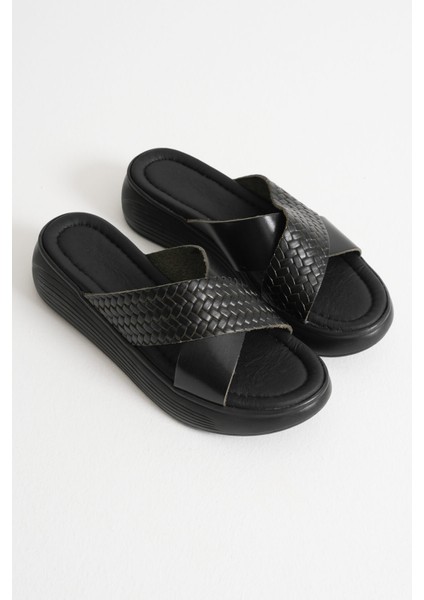 Modaserdem Fayn Siyah Hakiki Deri Terlik