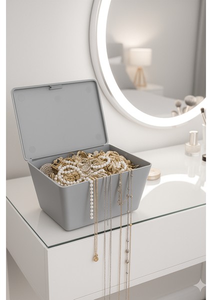 Gri, Kapaklı Saklama Ve Takı Kutusu - Brasil Model fiyatları