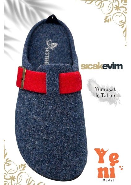 Kadın Kışlık Ev Terliği – Sıcak Tutan, Hafif ve Dayanıklı Şık Peluş Terlik Lacivert Kırmızı