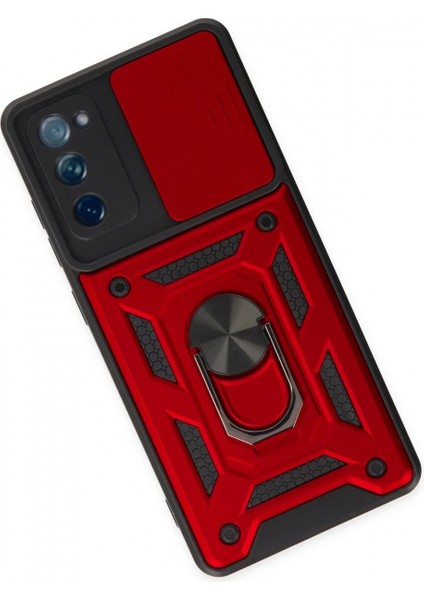 Samsung Galaxy S20 Fe Kılıf Pars Lens Yüzüklü Silikon - Kırmızı modelleri