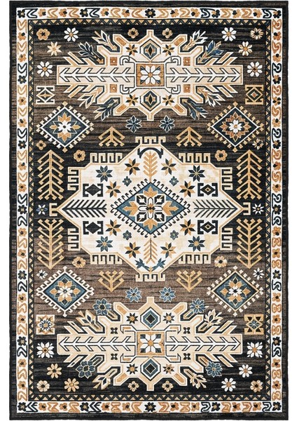 Salonunuza Kültürel Bir Dokunuş Geometrik ve Floral Desenli Kaymaz Taban Halı fırsatları