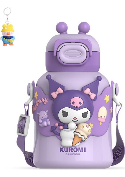 316 Paslanmaz Çelik Termos Bardak Çocuk Sevimli Karikatür Kulomi Taşınabilir Pipetli Bardak Erkek ve Kız Öğrenciler Moda Su Bardakları (Yurt Dışından)