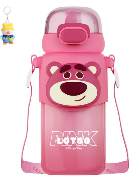 Çilek Ayı Üç Gözlü Buzz Lightyear Dudu Doğrudan Içme Termos Bardak 460ML Pop-Up Kapaklı Pipetli Bardak (Yurt Dışından)