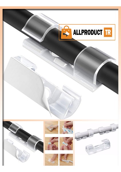 Kendinden Yapışkanlı Kablo Sabitleyici Klips Seti 160’lı – Şeffaf Kablo Düzenleyici, Toplayıcı, Her Yüzeye Uygun, Kolay Montaj