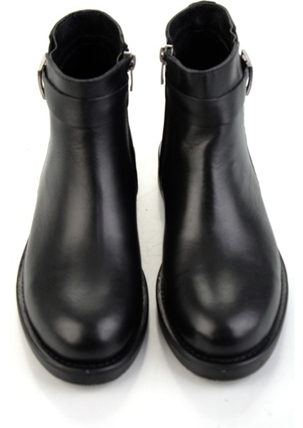 Siyah Siyah Hakiki Deri Kadın Bot & Bootie K02028013503 fırsatları