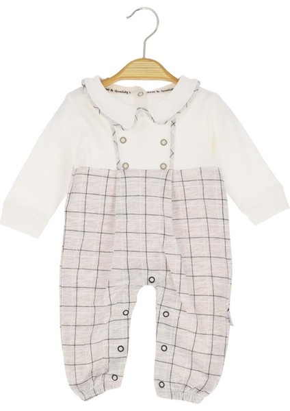 Kareli Alttan Çıtçıtlı Bebe Yaka Penye Tulum - Kahverengi - 6 - 9 Ay - MRT9336-KAHVERENGI-6 - 9 Ay Kahverengi