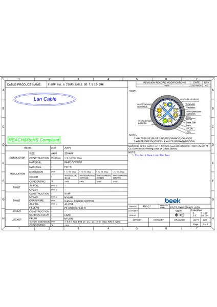 Cat6 90 Metre Saf Bakır F-Utp Iç Mekan Data Kablosu Awg 23 1/0.4tc Od:7.5mm Lszh Gri Renk fiyatları