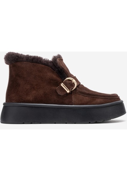 Kadın Bilek Boy Içi Tüylü Bot Gerçek Deri Rc 604 Kahverengi