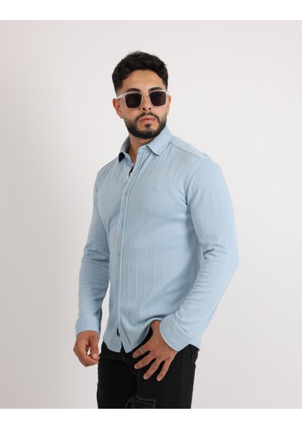 Likralı Örme Waffle Klasik ve Modern Erkek Gömlek modelleri