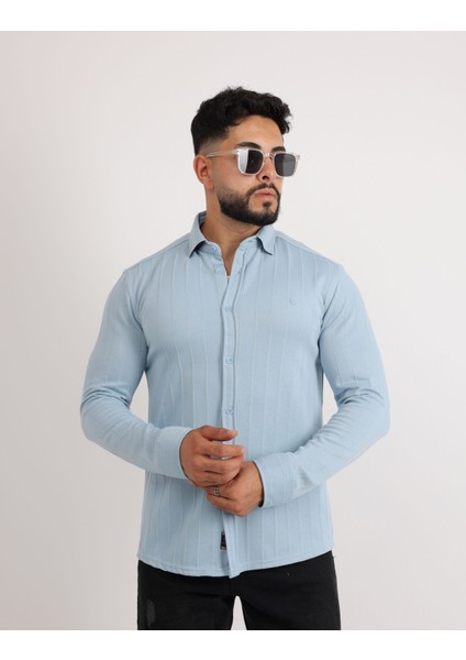 Likralı Örme Waffle Klasik ve Modern Erkek Gömlek fırsatları