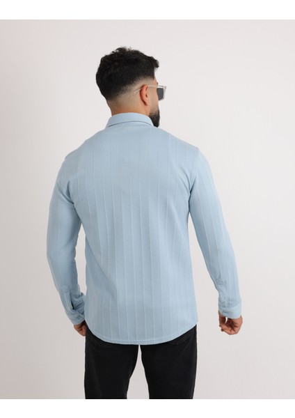 Likralı Örme Waffle Klasik ve Modern Erkek Gömlek indirimleri