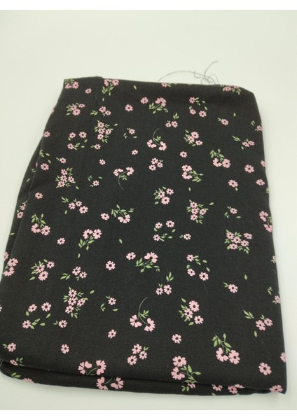 Siyah & Pembe Çiçekli Pamuk‑viskoz Kumaş – Hafif, Dökümlü & Yumuşak | 150 cm Genişlik – ELNV34 fırsatları