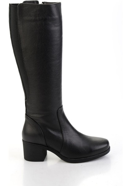 Siyah Hakiki Deri Kadın Çizme K03586333303