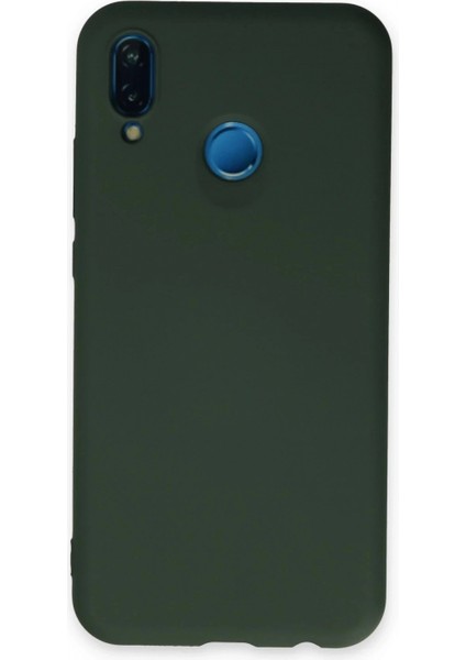 Huawei P20 Lite Kılıf Nano Içi Kadife Silikon - Koyu Yeşil