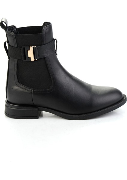 Siyah Hakiki Deri Kadın Bot & Bootie K02724400103