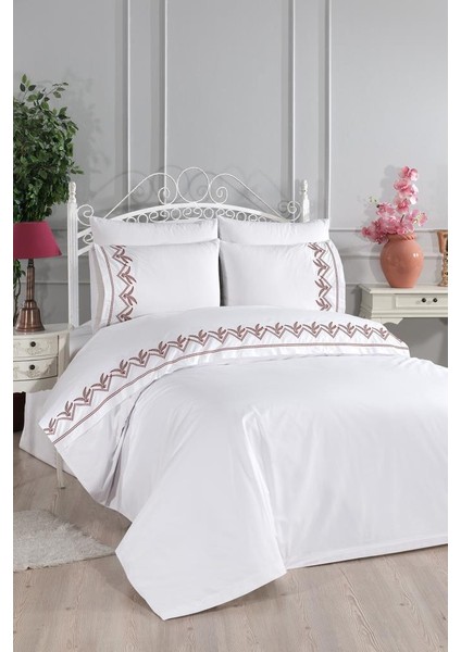 Yuliana Nakışlı 6 Parça Nevresim Takımı Krem