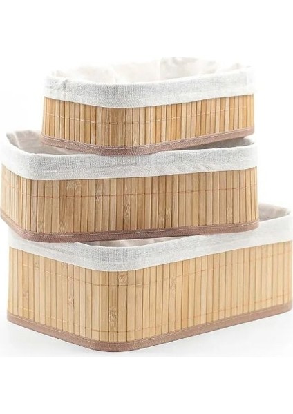 3’lü Dikdörtgen Bambu Sepet Organizer Düzenleyici Saklama Kutusu modelleri