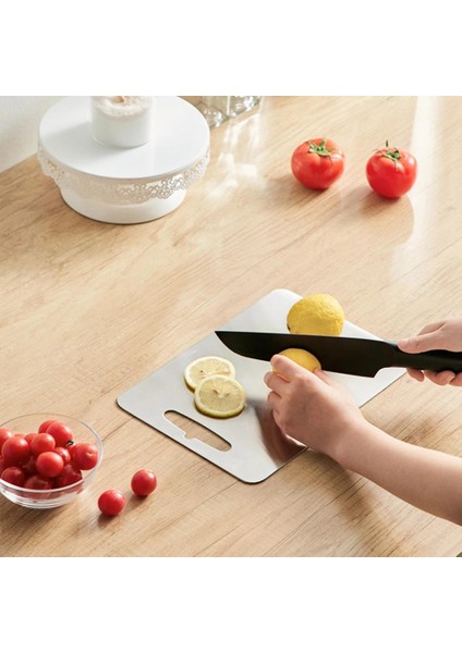 Paslanmaz Çelik 304 Kalite Antibakteriyel Kesme Tahtası Kaymaz Tabanlı 37X29 cm modelleri