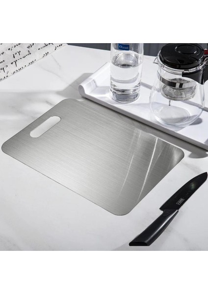 Paslanmaz Çelik 304 Kalite Antibakteriyel Kesme Tahtası Kaymaz Tabanlı 37X29 cm indirimleri