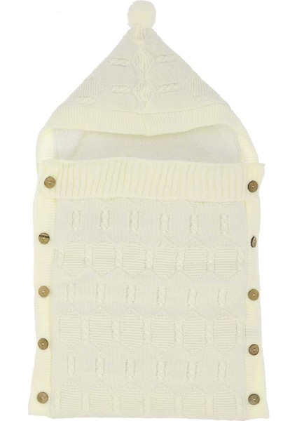 Yürütme Desenli Triko Kundaklı Battaniye - Ekru - 0 - 3 Ay - DAL454-EKRU-0 - 3 Ay Ekru