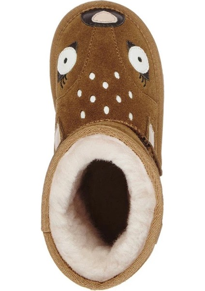 Leather Deer Walker Girl's Boot Kız Çocuk Koyun Derisi Koyun Kürkü Bot Kahverengi fırsatları