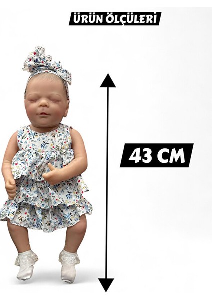 43 cm Gerçekçi Silikon Oyuncak Bebek – Yumuşak Doku, Aksesuarlı, Kız Çocuk Oyuncağı fırsatları
