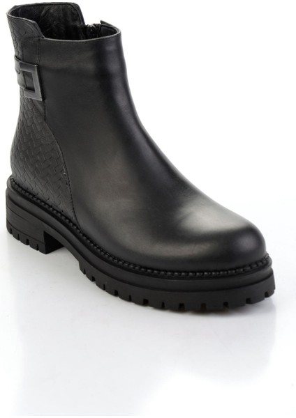 Siyah Siyah Hakiki Deri Kadın Bot & Bootie K02040500003 fiyatları