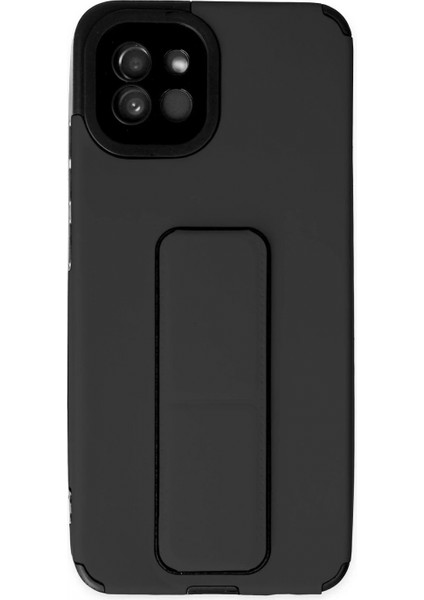 Samsung Galaxy A03 Kılıf Mega Standlı Silikon - Siyah