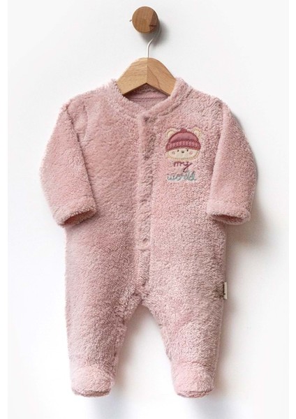 World Nakışlı Çıtçıtlı Patikli Peluş Tulum - Pembe - 1 - 3 Ay - FLE215202-PEMBE-1 - 3 Ay Pembe