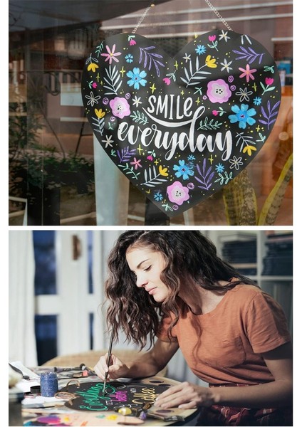 Boyanabilir Çift Taraflı Kalp Mdf 2 Li 1 Paket Kalp Tabela Kapı Duvar Yazı Yazmak Süslemek Dekoratif Hobi Sanat Seti fırsatları