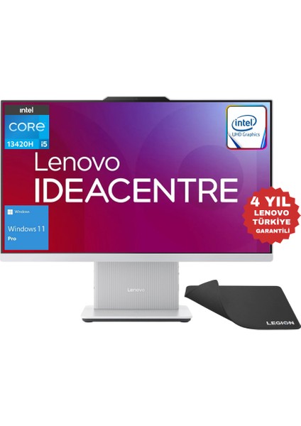 Ideacentre Aıo Intel Core I5 13420H 32GB 1tb SSD 23.8" 100Hz Fhd Windows 11 Pro All-In-One Bilgisayar F0HN0053TR - Lenovo Mouse Pad WZ39