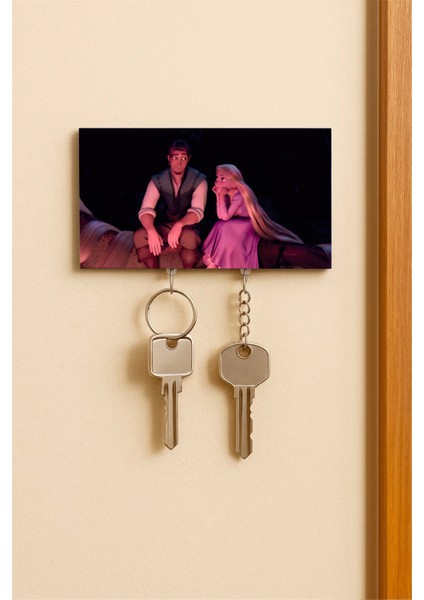Rapunzel & Flynn Rider Figürlü Puzzle Anahtarlık – Duvara Yapışan Çiftli Anahtarlık Tutucu