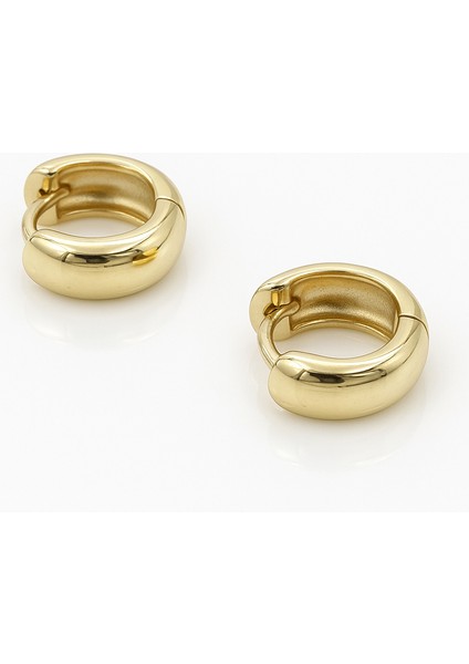 14K Gold Plated Thick Classic Hoop Küpe