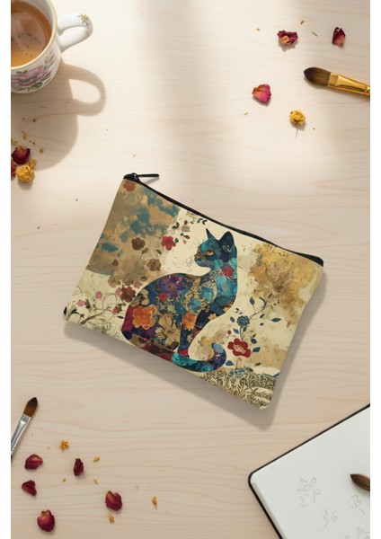 Zürafa Shop Mistik Kedi Desenli Fermuarlı Hediyelik Makyaj Çantası – Çok Amaçlı El Çantası fiyatları