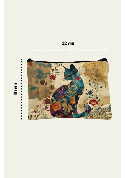 Zürafa Shop Mistik Kedi Desenli Fermuarlı Hediyelik Makyaj Çantası – Çok Amaçlı El Çantası modelleri