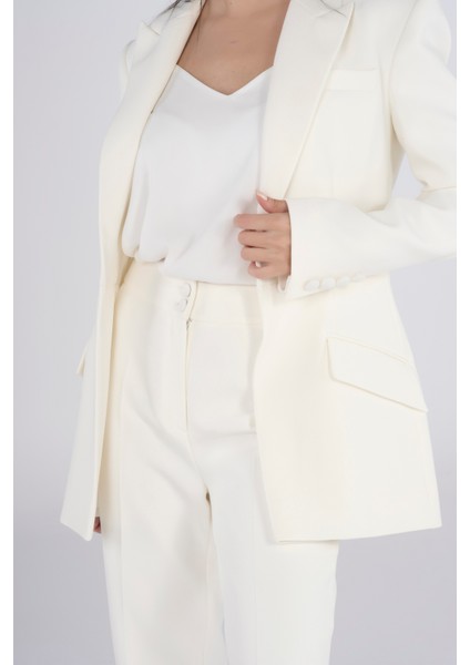 Kırık Beyaz Krep Kumaş Kadın Flare Pantolon | Ispanyol Paça Yüksek Bel Şık, Trend, Rahat, Ofis & Günlük Kullanım fırsatları