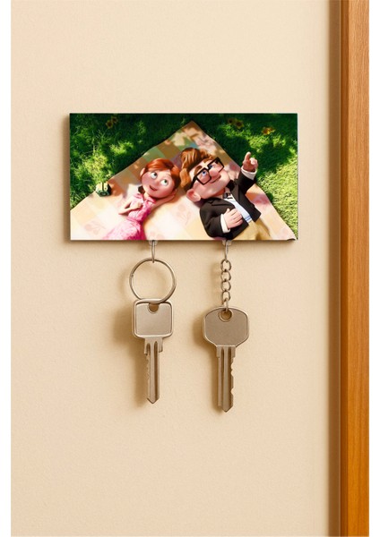 Yukarı Bak - Carl & Ellie Figürlü Puzzle Anahtarlık – Duvara Yapışan Çiftli Anahtarlık Tutucu