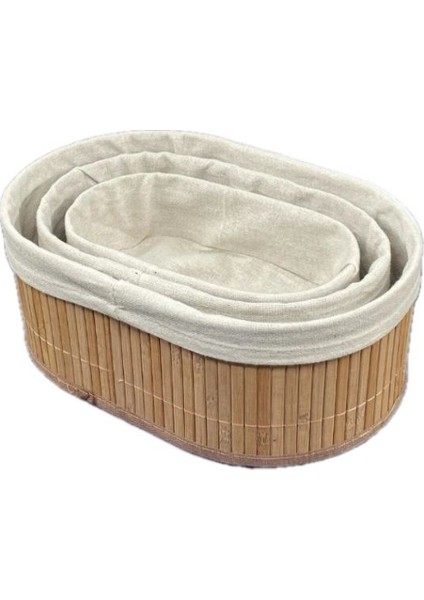 3’lü Oval Bambu Sepet Organizer Düzenleyici Saklama Kutusu fiyatları