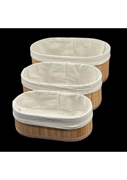 3’lü Oval Bambu Sepet Organizer Düzenleyici Saklama Kutusu fırsatları