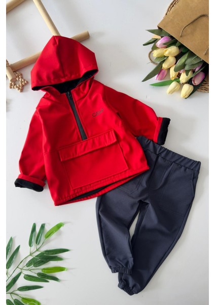 Paraşüt Kapüşonlu Erkek Çocuk 2 li takım - Kırmızı fiyatları