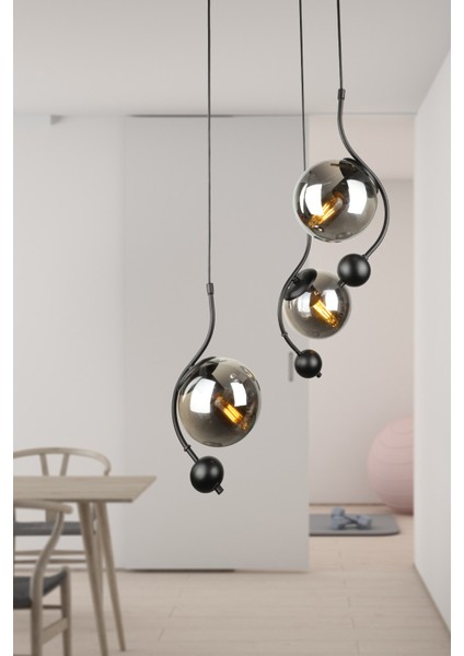 Basel 3.lü Avize Siyah