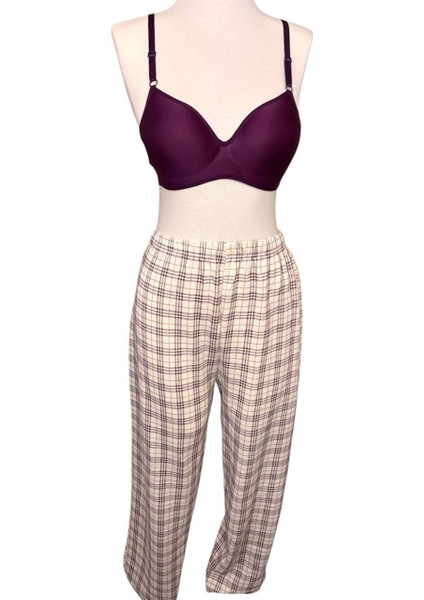 Ekoseli Çiçek Desenli Uzun Kol Kadın Pijama Takımı 2 Iplik Kışlık Kumaş fiyatları