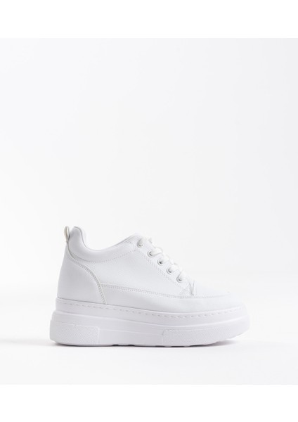 Modaserdem Lauren Kadın Gizli Topuk Mat Beyaz Spor Ayakkabı